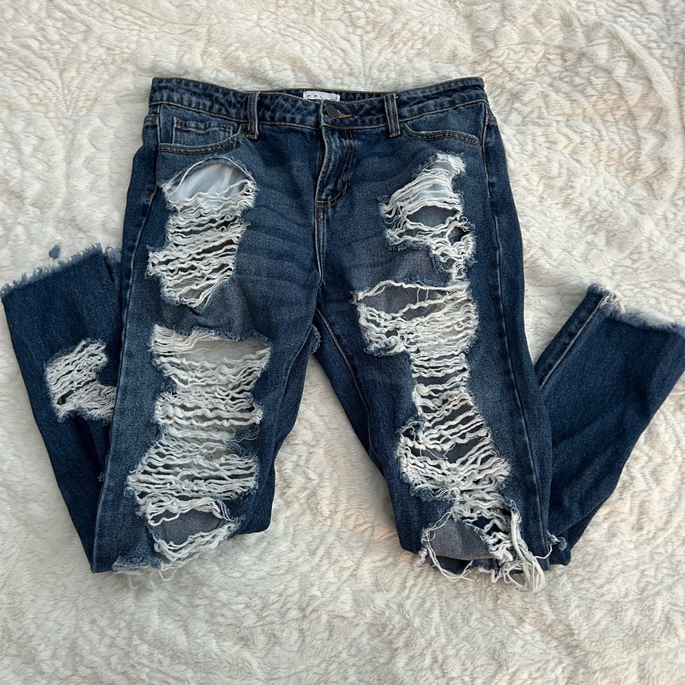 Cello Ripped Dark Blue Boyfriend Jeans